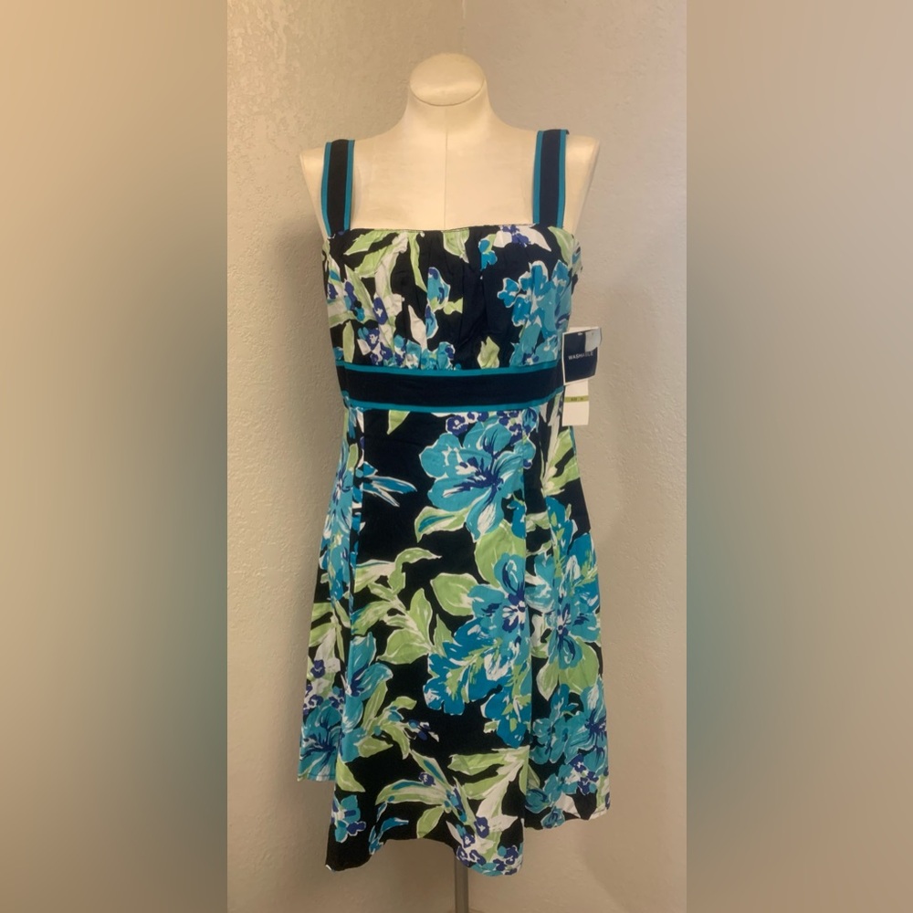 NEW R & K Originals Ladies 14 Fit & Flare Black & Turquoise Floral Dress Size 14
